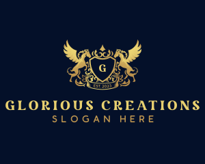 Luxury Shield Pegasus  logo design