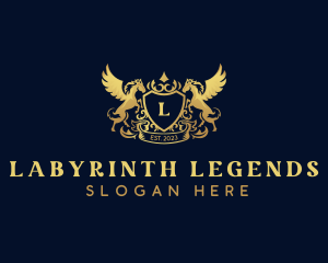 Luxury Shield Pegasus  logo design