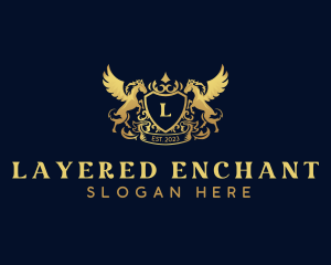 Luxury Shield Pegasus  logo design