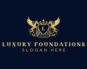 Luxury Shield Pegasus  logo design