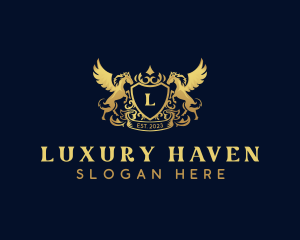 Luxury Shield Pegasus  logo design