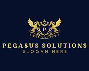 Luxury Shield Pegasus  logo design