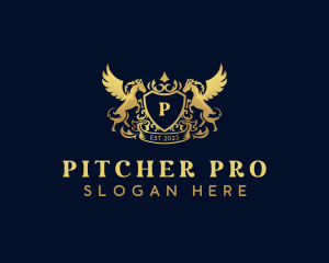 Luxury Shield Pegasus  logo design