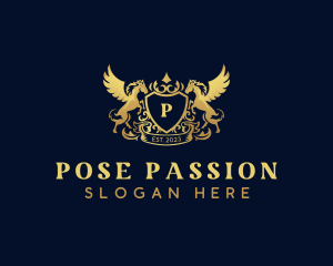 Luxury Shield Pegasus  logo design