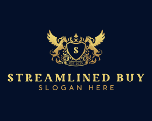 Luxury Shield Pegasus  logo design