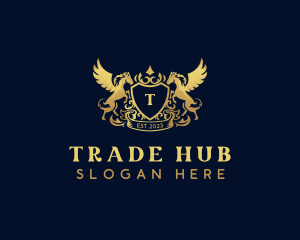 Luxury Shield Pegasus  logo design