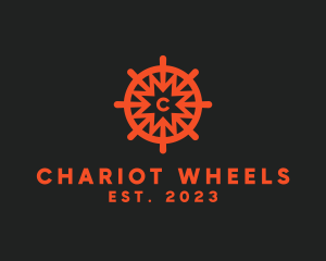 Nautical Boat Sailing Wheel  logo design