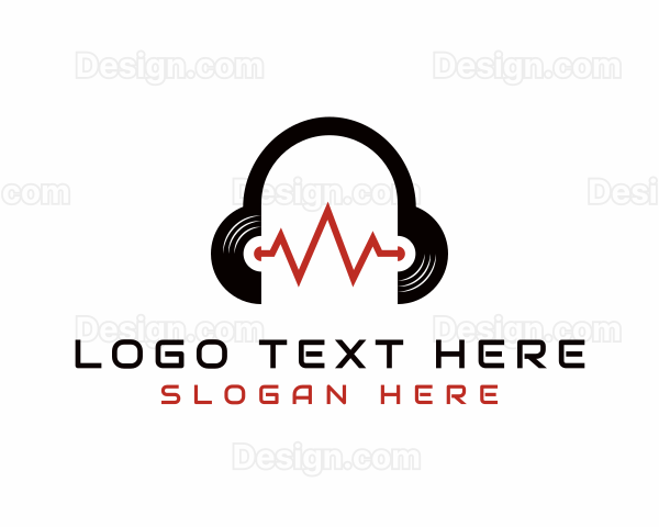 Vinyl Headset Sound Wave Logo