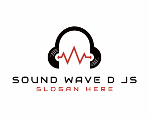 Vinyl Headset Sound Wave logo design