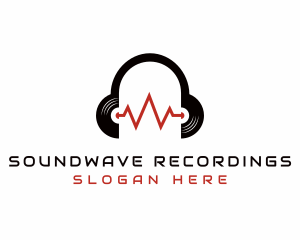 Vinyl Headset Sound Wave logo design