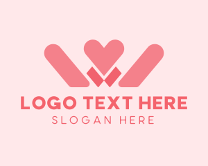 Engagement - Pink Heart Letter W logo design