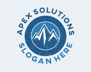 Blue Snowy Mountains logo design