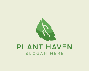 Technology Plant Leaf logo design