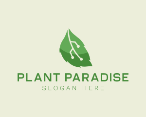 Technology Plant Leaf logo design