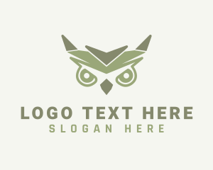 Green Owl Animal logo