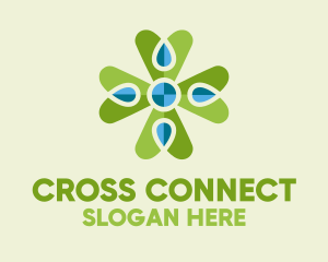 Leaf Water Cross logo design