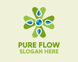 Leaf Water Cross logo design