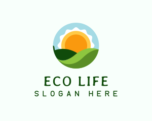 Organic Leaf Sunrise Circle logo
