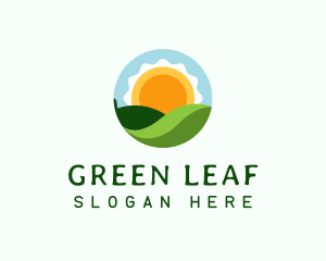 Organic Leaf Sunrise Circle logo design