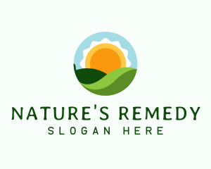 Organic Leaf Sunrise Circle logo design