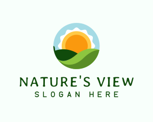 Organic Leaf Sunrise Circle logo design