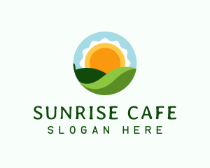 Organic Leaf Sunrise Circle logo design