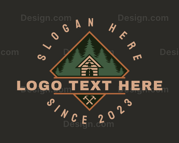 Forest Wood Cabin House Logo