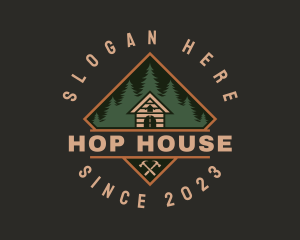 Forest Wood Cabin House logo design