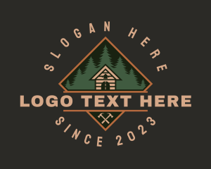 Tree - Forest Wood Cabin House logo design