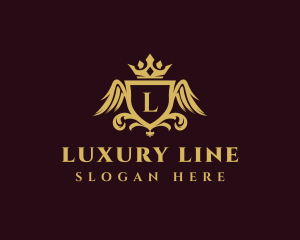 Luxury Ornament Crown Wings logo design