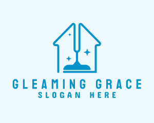 Blue Sparkle House Vacuum logo design