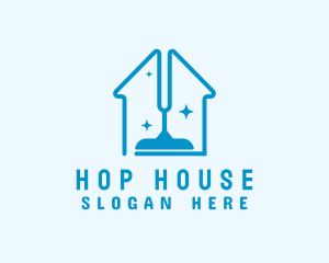 Blue Sparkle House Vacuum logo design