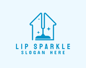 Blue Sparkle House Vacuum logo design