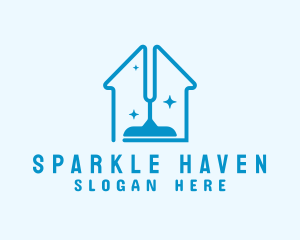 Blue Sparkle House Vacuum logo design