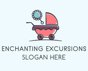 Cute Baby Stroller logo design