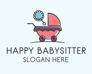 Cute Baby Stroller logo design