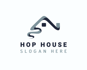 Wavy House Roofing logo design