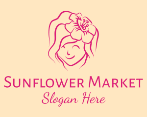 Feminine Sunflower Girl logo