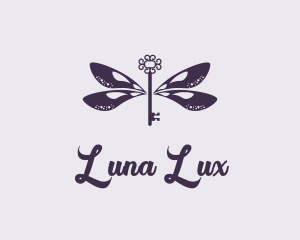 Luxe Dragonfly Key logo design