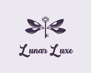 Luxe Dragonfly Key logo design