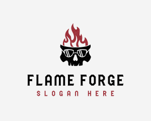 Flaming Skull Streetwear logo design