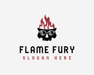 Flaming Skull Streetwear logo design