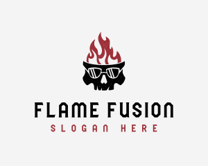 Flaming Skull Streetwear logo design