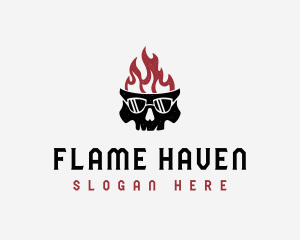 Flaming Skull Streetwear logo design