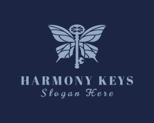 Blue Key Butterfly logo design