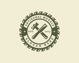 Mallet Chisel Wood Sculptor logo design