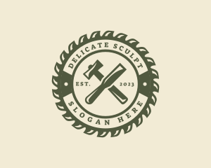 Mallet Chisel Wood Sculptor logo design