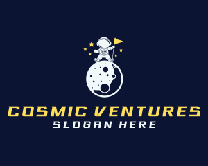 Moon Space Astronaut logo design
