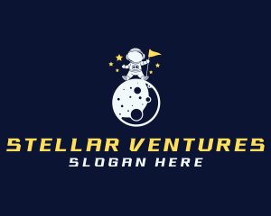 Moon Space Astronaut logo design