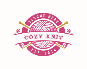 Yarn Knitting Needle logo design